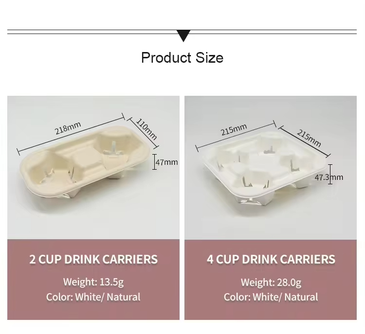 2 Cup Sugarcane Bagasse Molded Trays