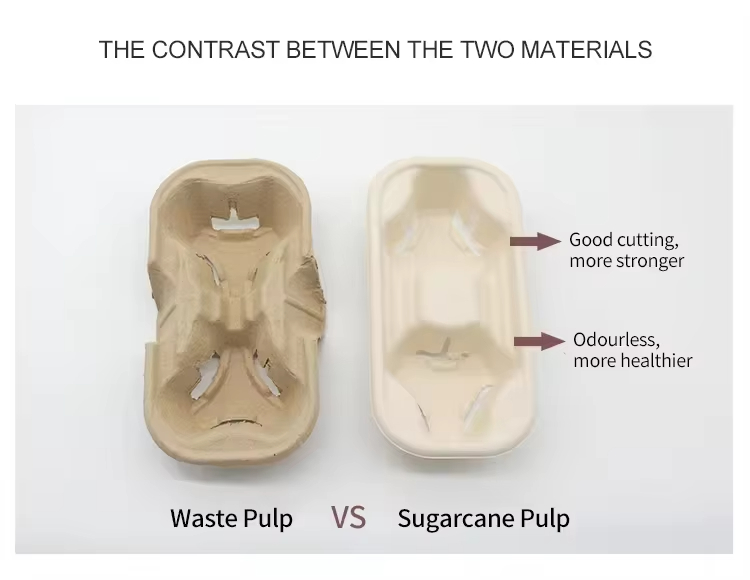 2 Cup Sugarcane Bagasse Molded Trays