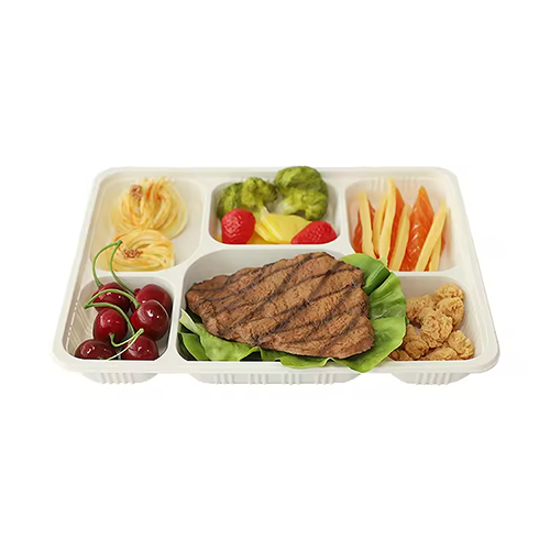 6-Compartments Corn Starch Lunch Tray