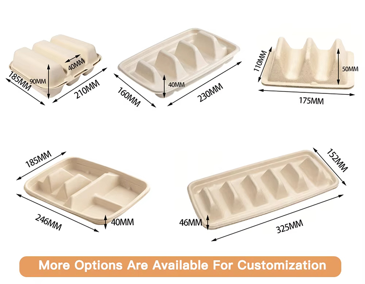 Biodegradable Sugarcane Bagasse Taco Box Tray