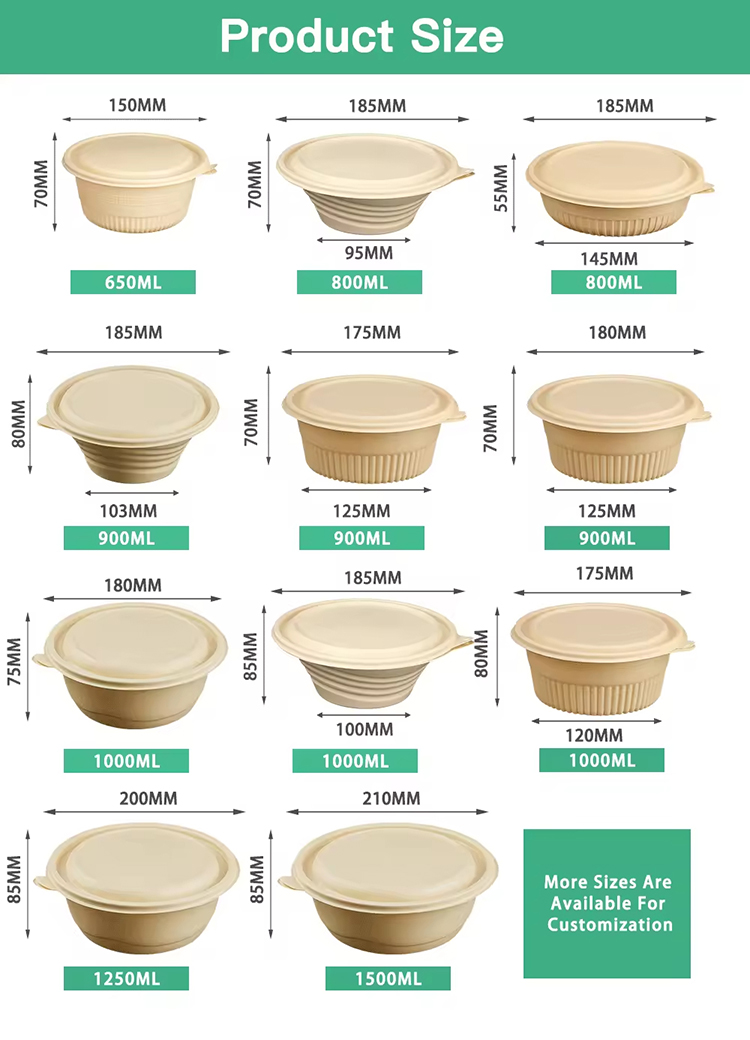 Disposable Corn Starch Soup Bowl with Lid