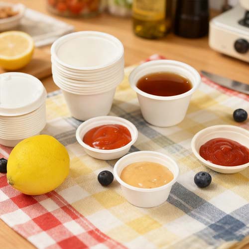 Biodegradable Sugarcane 3oz Sauce Cup with Lid