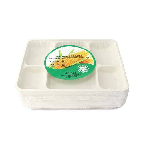 Cornstarch 6-Compartment Tray