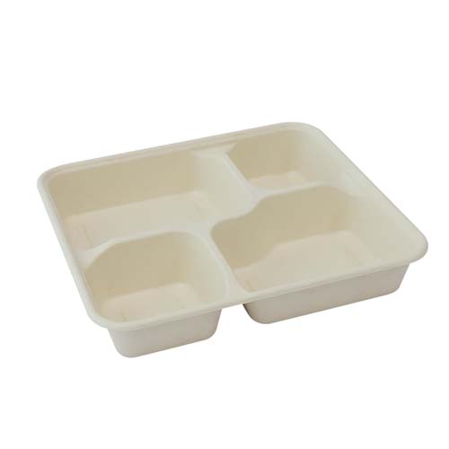 Sugarcane 4-Compartment Lunch Tray