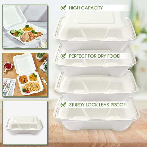 1200ml Bagasse Clamshell Box