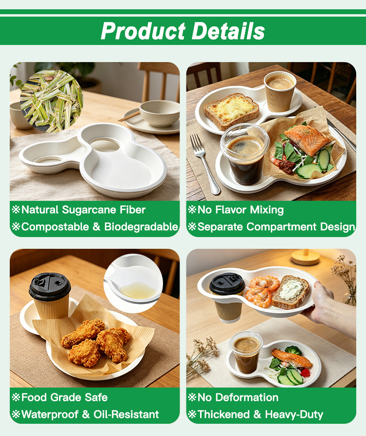 Disposable Bagasse Cup Holder Tray