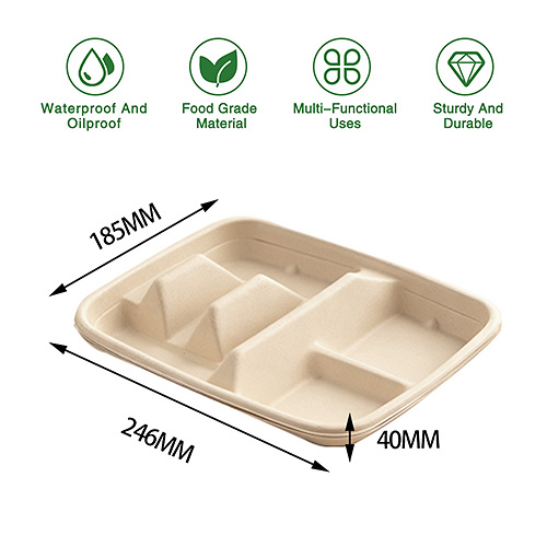 Sugarcane 4 Compartment Taco Box
