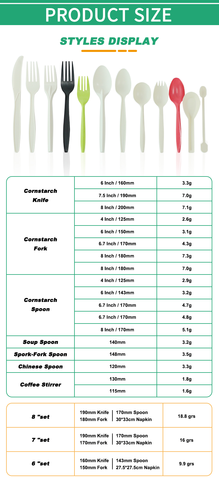 Cornstarch Cutlery Set