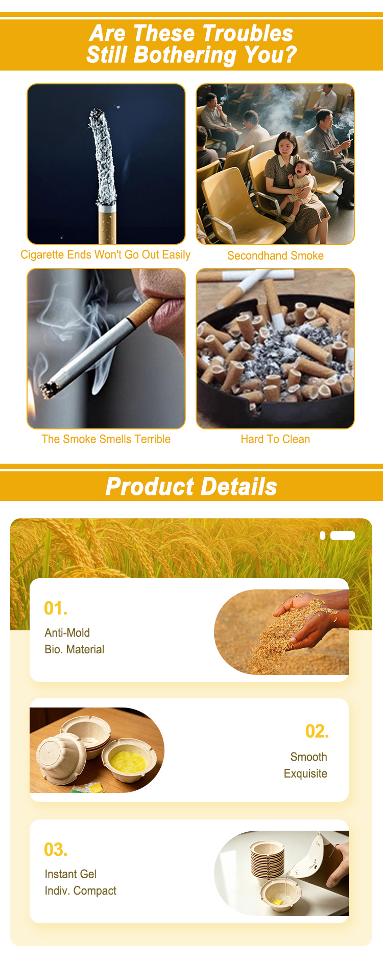 Portable Disposable Rice Husk Cigarette Ashtray