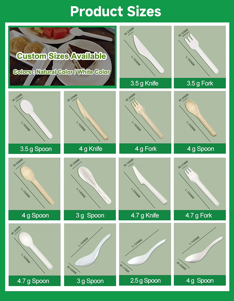 Sugarcane Cutlery Spoon Fork Knife Set