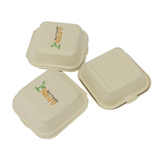 6 Inch Sugarcane Bagasse Burger Clamshell Container