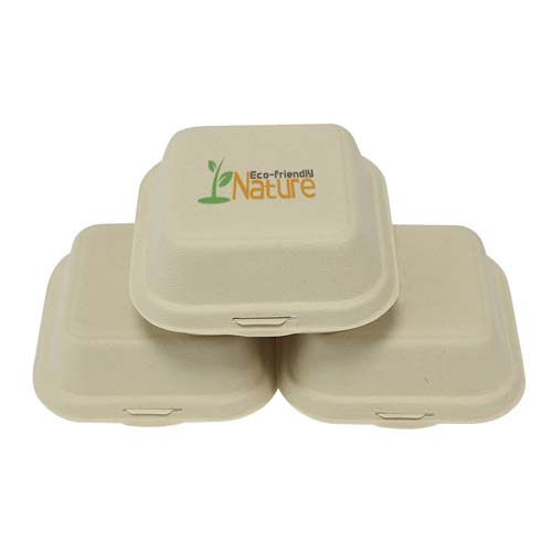 6 Inch Sugarcane Bagasse Burger Clamshell Container