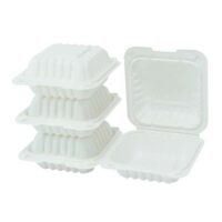 8x8 Inches Cornstarch Clamshell Food Container Box