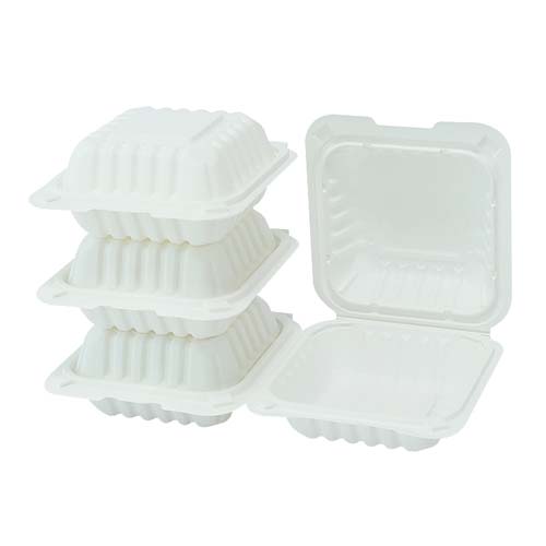 8x8 Inches Cornstarch Clamshell Food Container Box