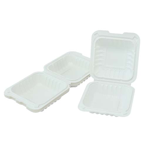 8x8 Inches Cornstarch Clamshell Food Container Box