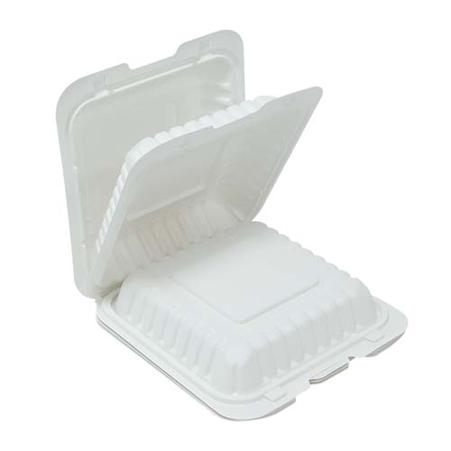 8x8 Inches Cornstarch Clamshell Food Container Box