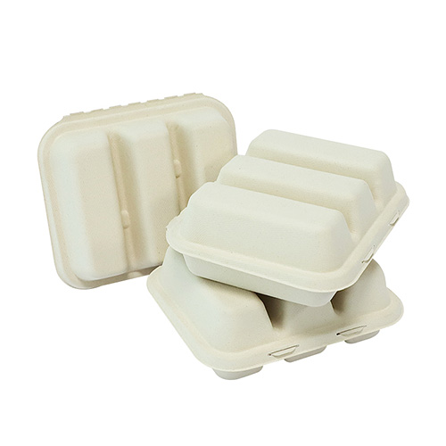 Bagasse Taco Clamshell Container