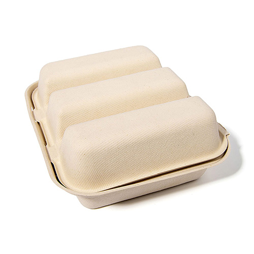 Bagasse Taco Clamshell Container