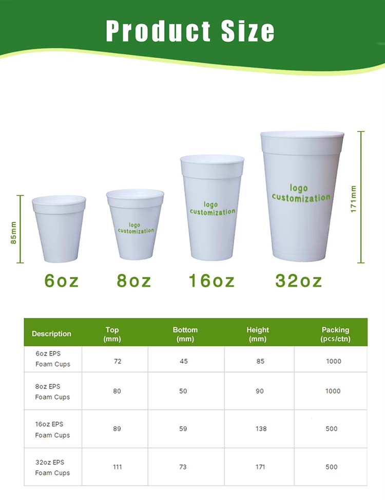 Disposable Coffee Styrofoam Cups