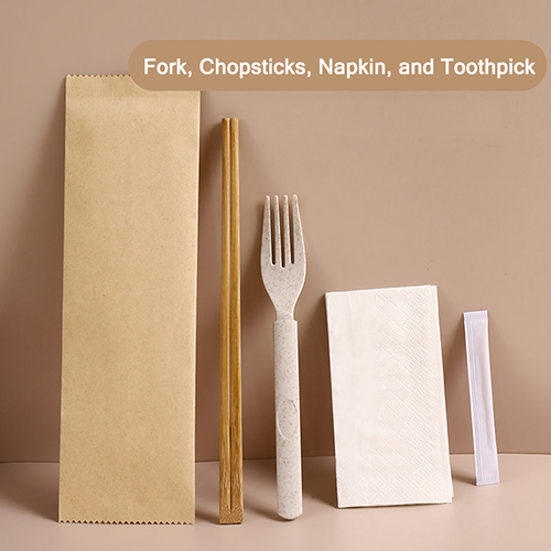 Individually Wrapped Disposable Wheat Straw Knife, Fork, and Spoon