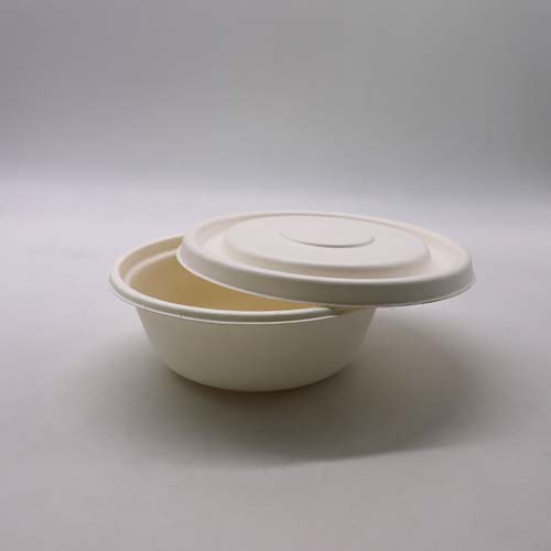 Sugarcane Bagasse 32oz Round Bowl with Lid