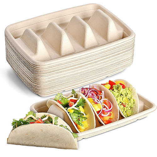 Sugarcane Taco Box Holder Tray for Party