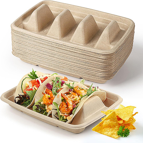 Sugarcane Taco Box Holder Tray for Party