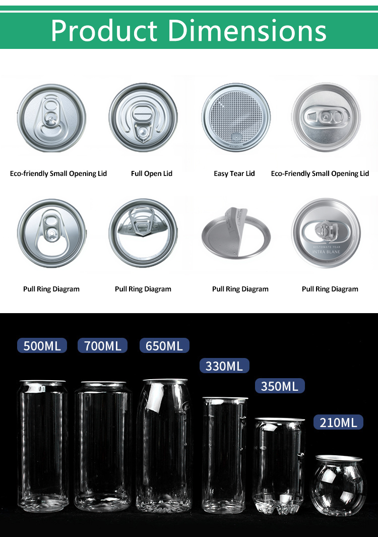 PET Plastic Easy Open Can for Beverages