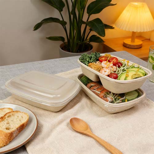 Sugarcane Bagasse Lunch Box With Lid