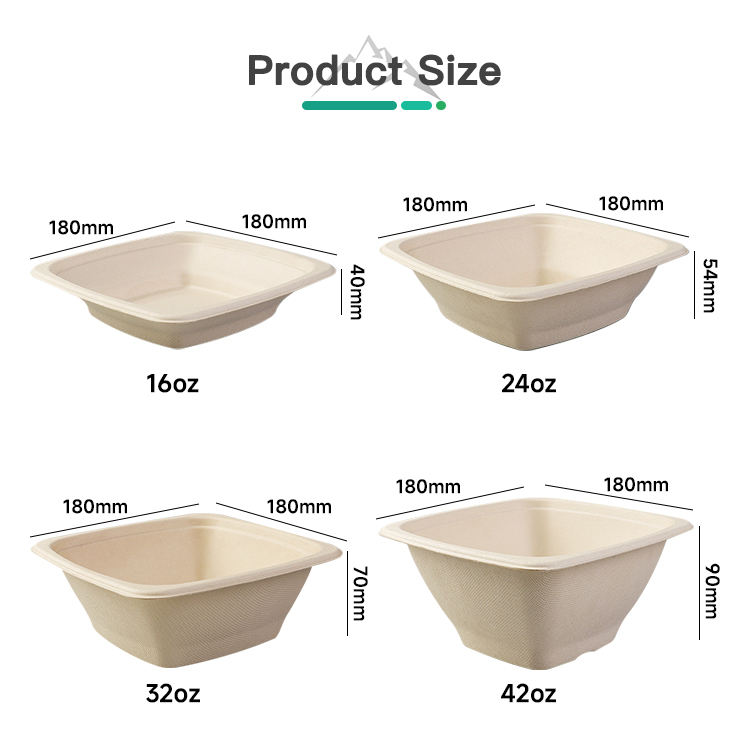 Sugarcane Bagasse Square Bowl