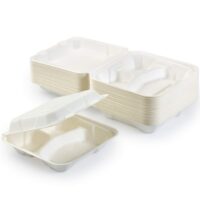 Bagasse Clamshell Food Boxes for Takeaway Meals