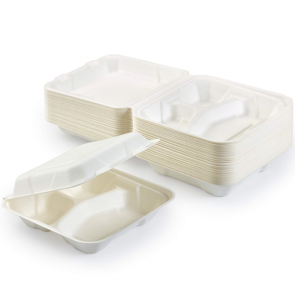 Bagasse Clamshell Food Boxes for Takeaway Meals
