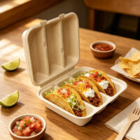 Sugarcane Taco Clamshell Box