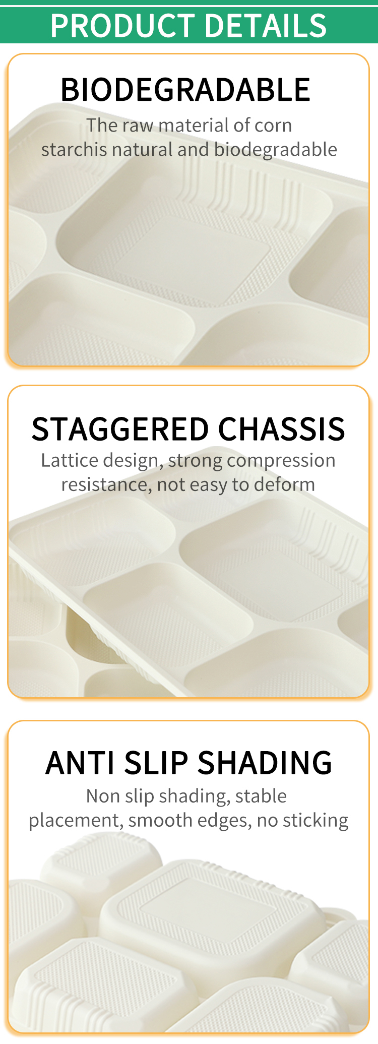 Cornstarch 5-Compartment Meal Prep Containers