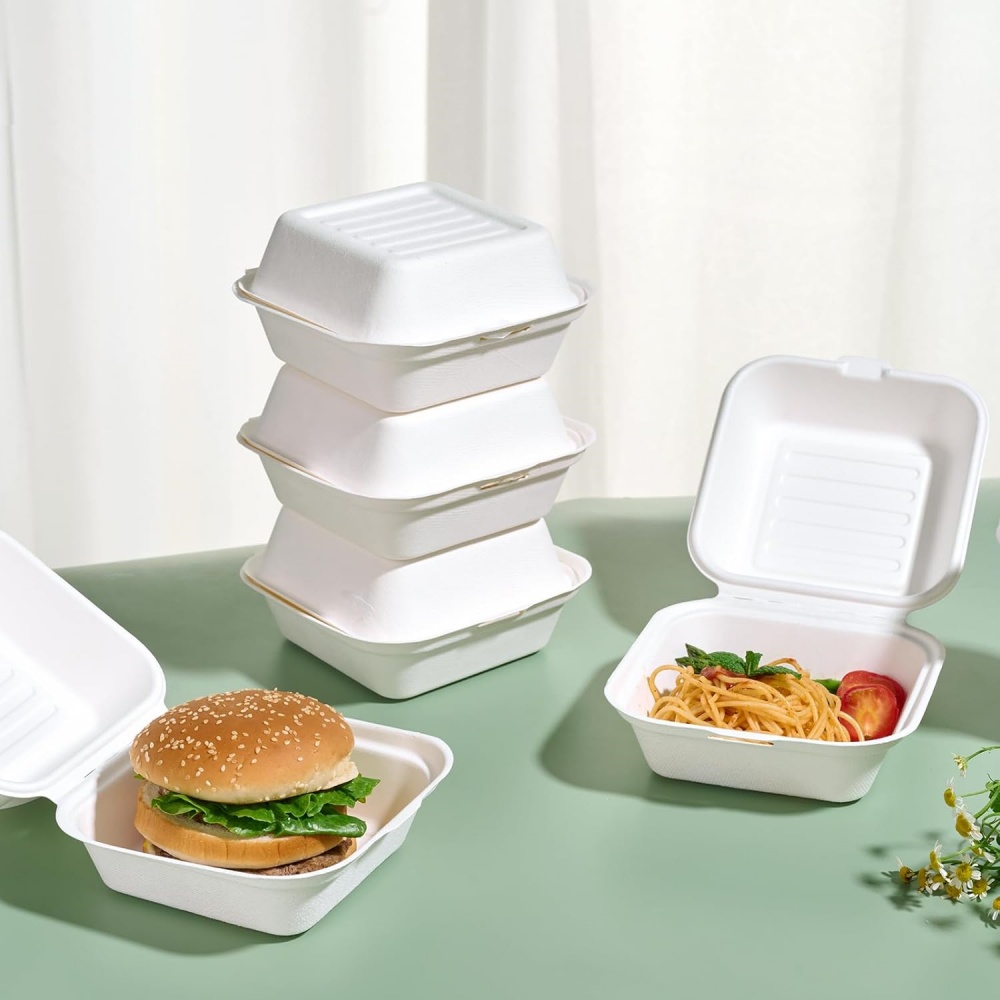 Sugarcane Bagasse 1000ml Clamshell Box
