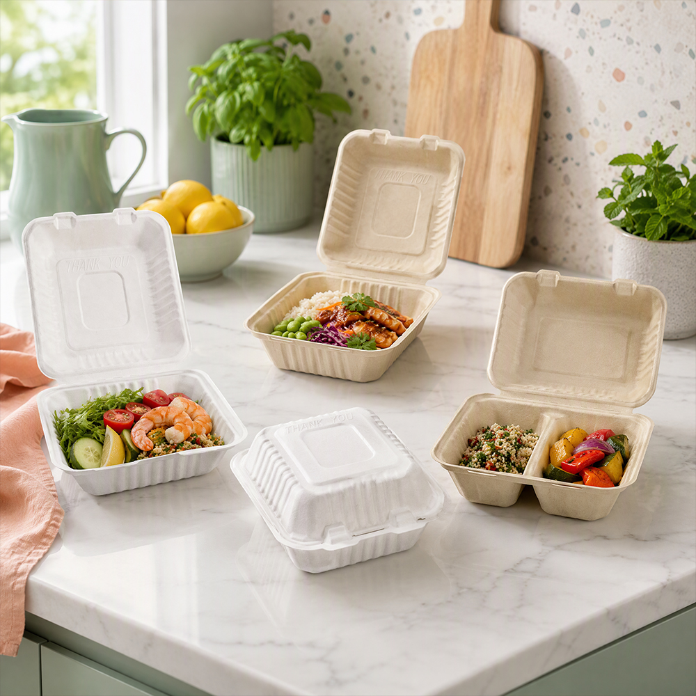 Sugarcane Clamshell Food Container
