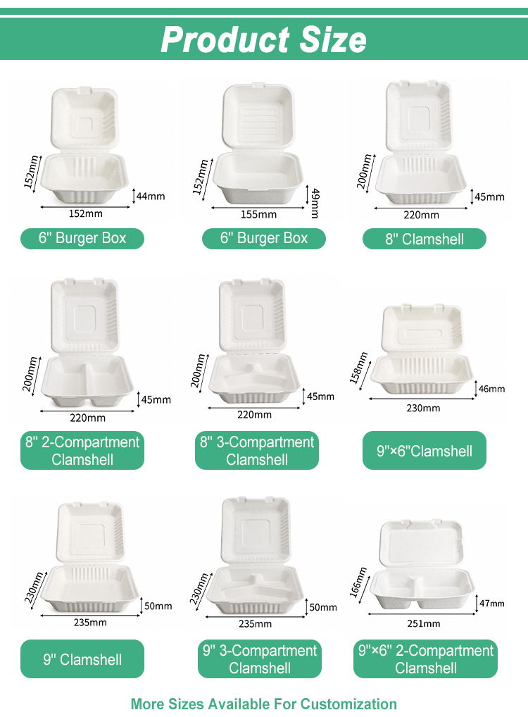 Sugarcane Clamshells Containers